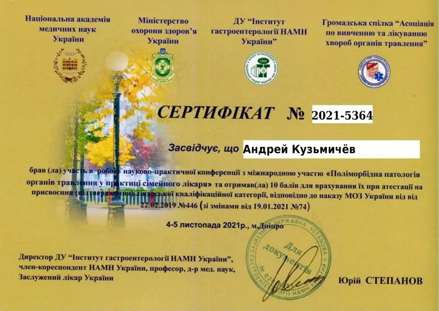 Кузьмічов Андрій Олександрович cертифікат 16
