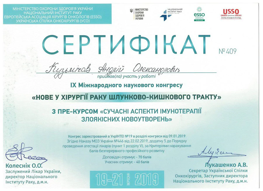 Кузьмічов Андрій Олександрович cертифікат 33