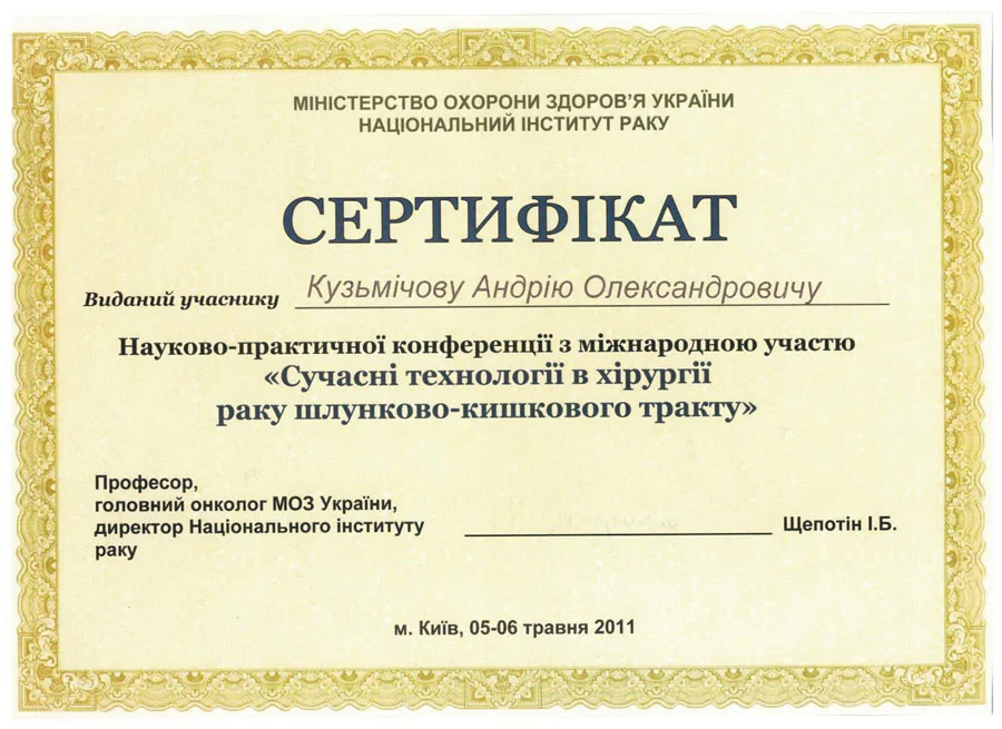 Кузьмічов Андрій Олександрович cертифікат 41