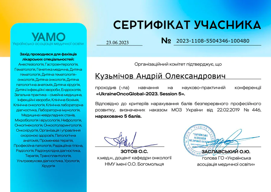 Кузьмічов Андрій Олександрович cертифікат 8