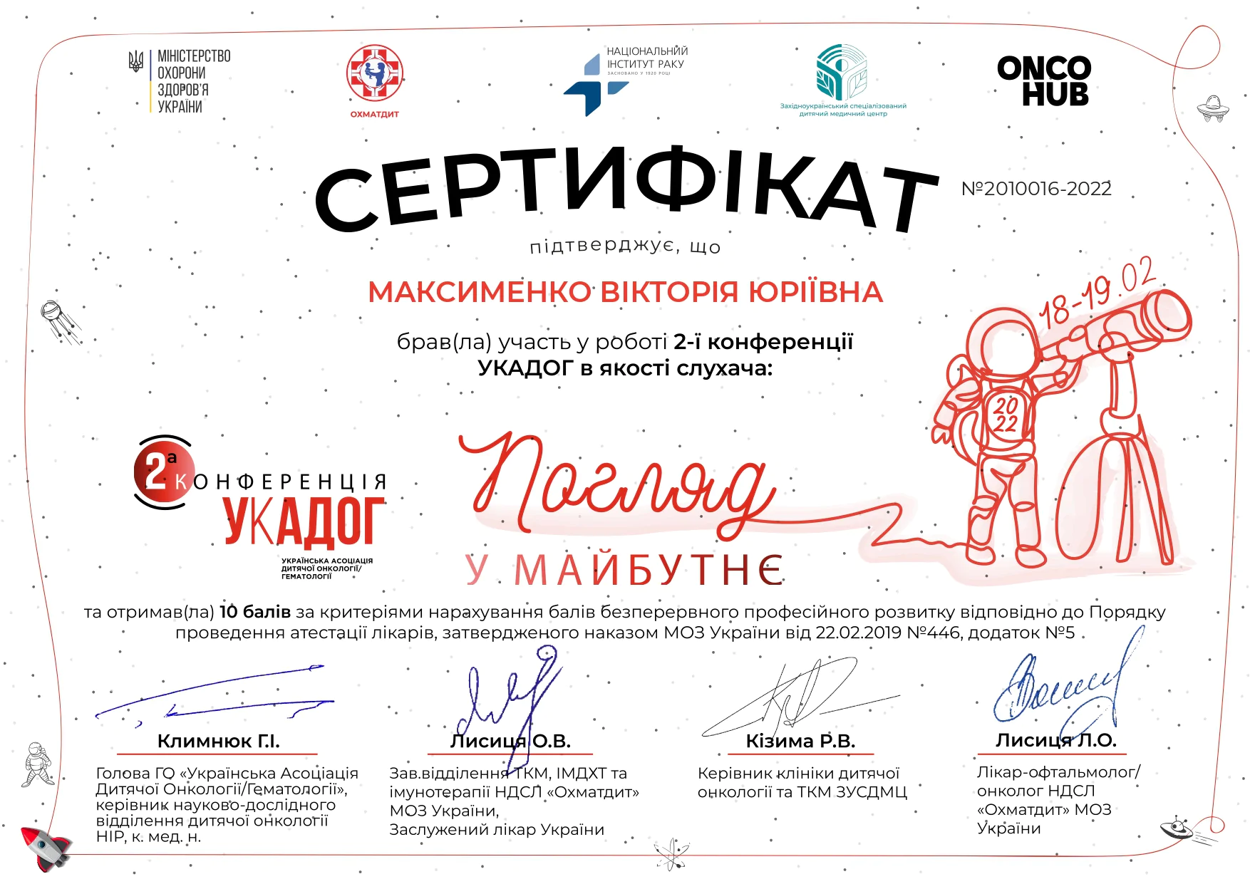 Сертифікат Максименко Вікторія