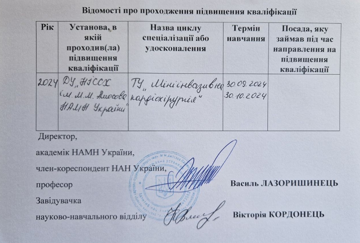 Сертифікат Денис Лаштабега