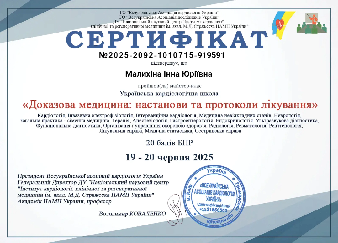 Сертифікат Малихіна