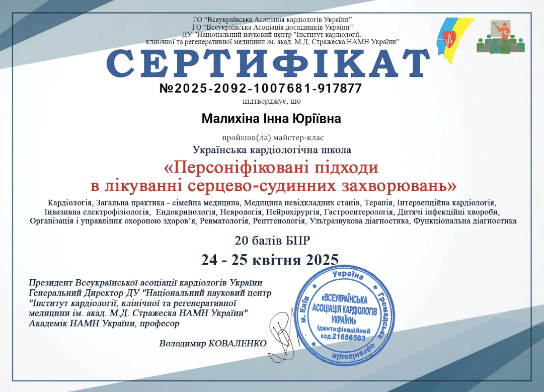 Сертифікат Малихіна