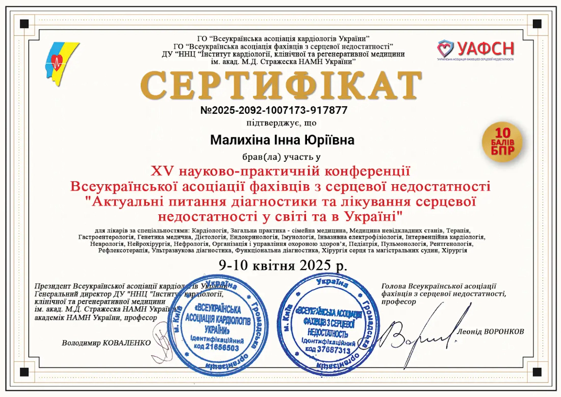 Сертифікат Малихіна