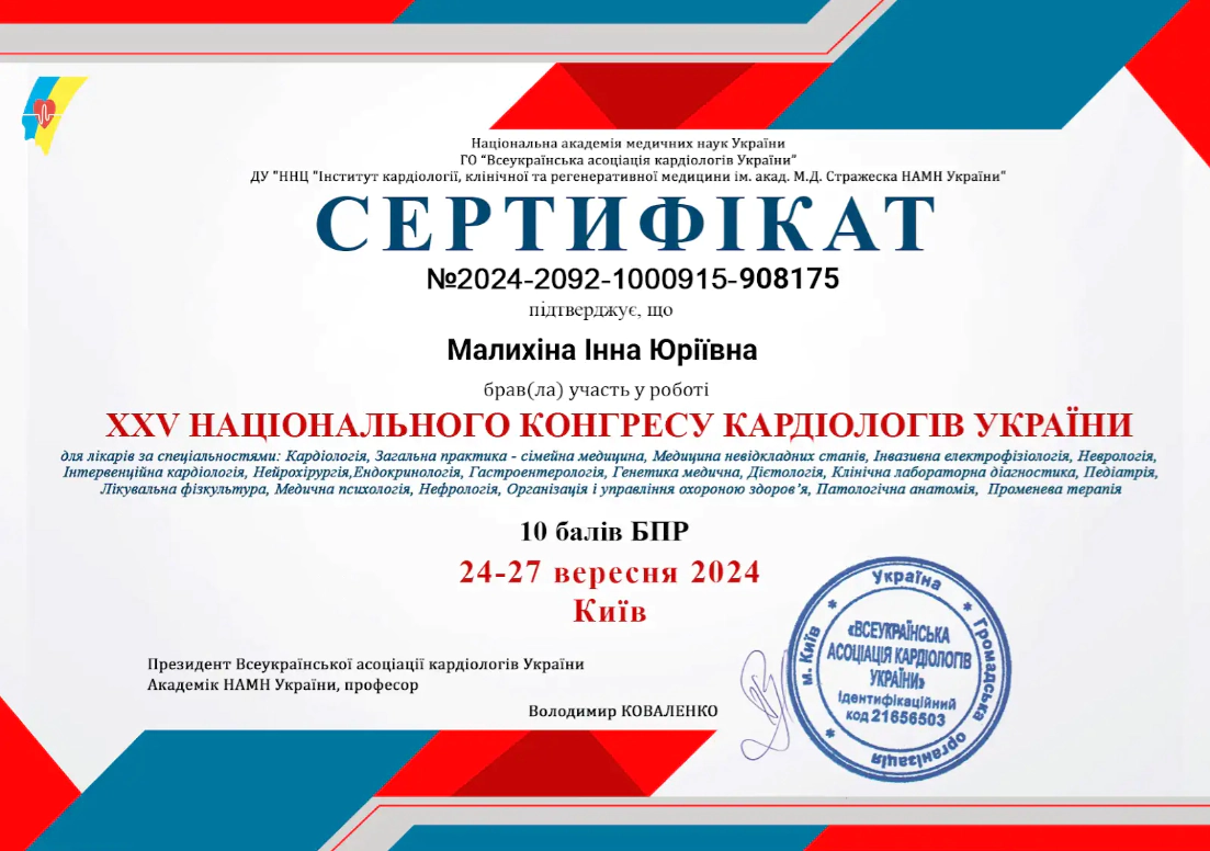 Сертифікат Малихіна