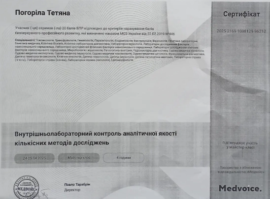 Сертифікат Погоріла