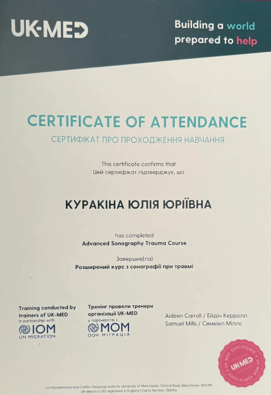 Куракіна Сертифікат